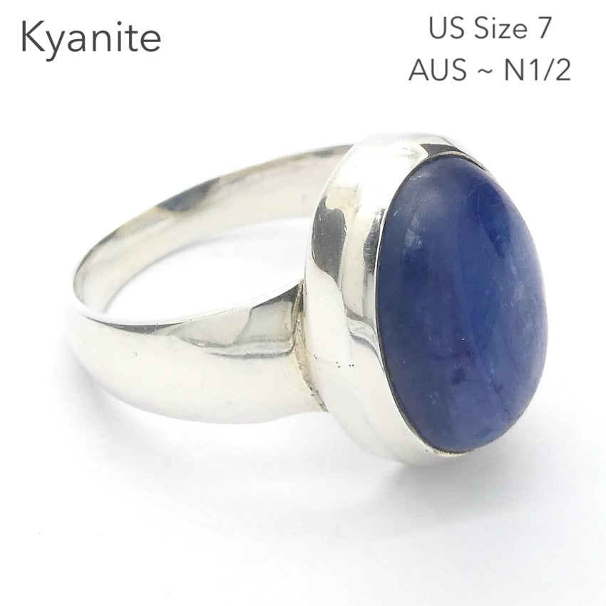 Sapphire Blue Kyanite Ring  Oval Cab | 925 Silver | US Size 7 | AUS Size N1/2 | Deflect Negativity | Spirit Journey | Crystal Heart Melbourne est 1986