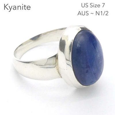 Sapphire Blue Kyanite Ring  Oval Cab | 925 Silver | US Size 7 | AUS Size N1/2 | Deflect Negativity | Spirit Journey | Crystal Heart Melbourne est 1986