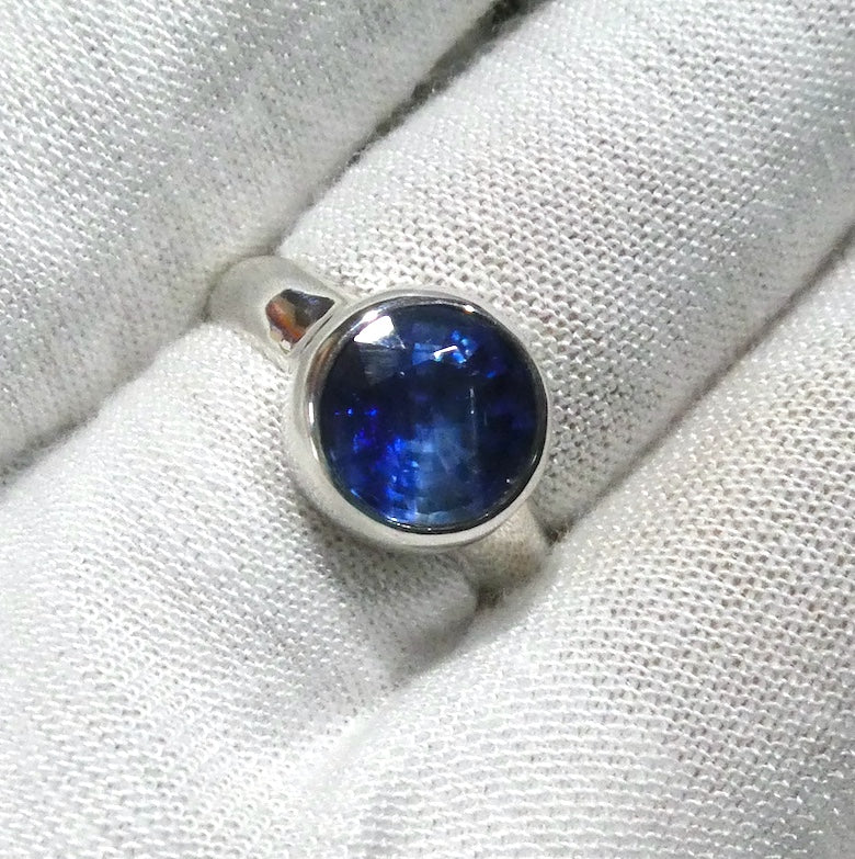 Sapphire Blue Kyanite Ring |  Faceted Round | 925 Silver | US Size 7.75 | AUS Size P | Deflect Negativity | Spirit Journey | Crystal Heart Melbourne est 1986