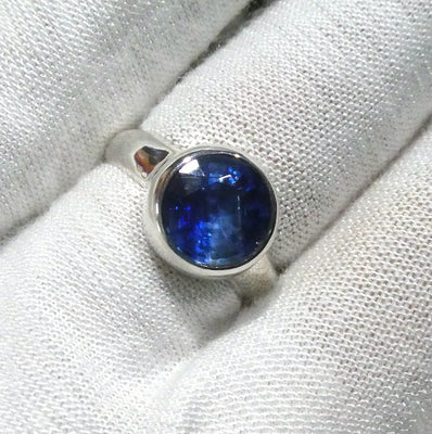 Sapphire Blue Kyanite Ring |  Faceted Round | 925 Silver | US Size 7.75 | AUS Size P | Deflect Negativity | Spirit Journey | Crystal Heart Melbourne est 1986