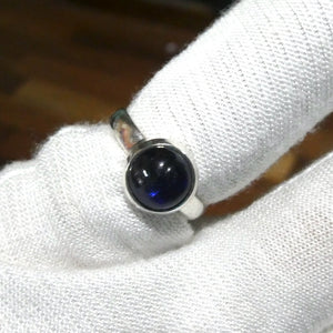 Sapphire Blue Kyanite Ring |Roundl Cab | 925 Silver | US Size 6 | AUS Size L1/2 | Deflect Negativity | Spirit Journey | Crystal Heart Melbourne est 1986