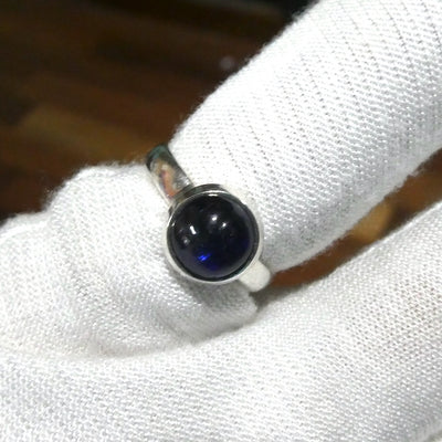 Sapphire Blue Kyanite Ring |Roundl Cab | 925 Silver | US Size 6 | AUS Size L1/2 | Deflect Negativity | Spirit Journey | Crystal Heart Melbourne est 1986