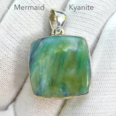 Kyanite Pendant | Mermaid, soft green blue | 925 Sterling Silver | gentle healing and inner connection | EMF Protection | Spiritual Vision | Crystal Heart  Australia 1986