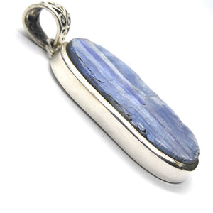 Blue Kyanite Pendant | Sterling Silver | Raw Unpolished Oval | Protective for EMFs & Negativity | Spiritual Vision & Journeys |  Crystal Heart Melbourne 1986