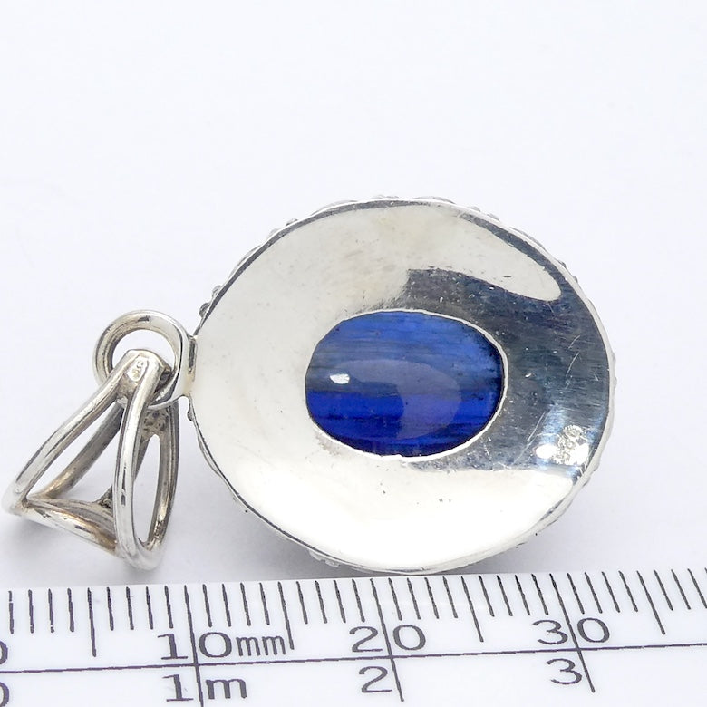 Blue Kyanite | AA Sapphire Blue Oval | Ornate 925 Sterling Silver | Focus | EMF Protection | No Negativity | Spiritual Vision | Crystal Heart  Australia 1986