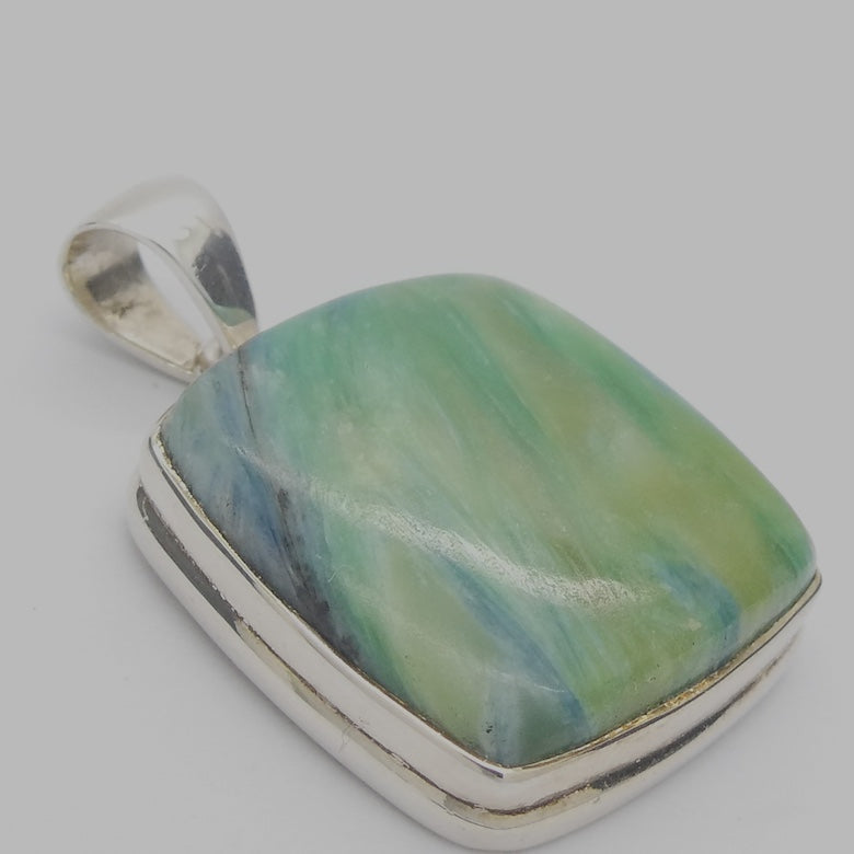 Kyanite Pendant | Mermaid, soft green blue | 925 Sterling Silver | gentle healing and inner connection | EMF Protection | Spiritual Vision | Crystal Heart  Australia 1986