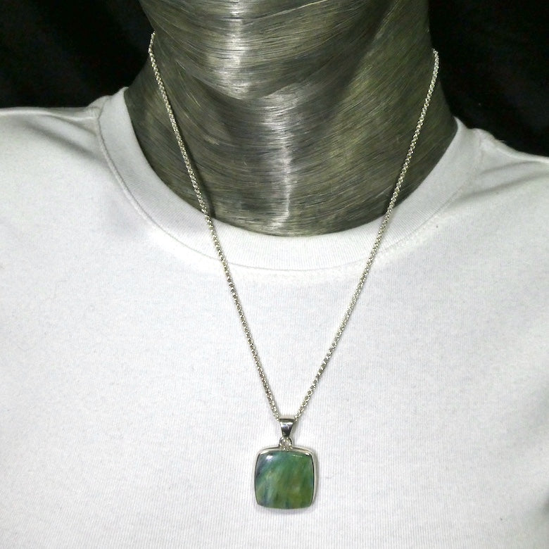 Kyanite Pendant | Mermaid, soft green blue | 925 Sterling Silver | gentle healing and inner connection | EMF Protection | Spiritual Vision | Crystal Heart  Australia 1986