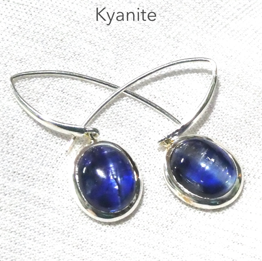 Sapphire Blue Kyanite Earring  | AA  Oval Cab | 925 Silver |  Deflect Negativity, EMF  | Spirit Journey | Manifest Vision | Crystal Heart Melbourne est 1986