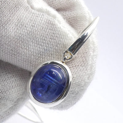 Sapphire Blue Kyanite Earring  | AA  Oval Cab | 925 Silver |  Deflect Negativity, EMF  | Spirit Journey | Manifest Vision | Crystal Heart Melbourne est 1986