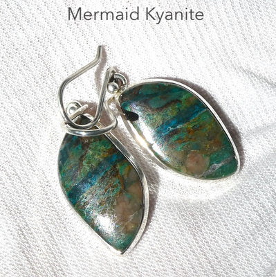 Kyanite Earrings | Mermaid, green blue | 925 Sterling Silver | gentle healing and inner connection | EMF Protection | Spiritual Vision | Crystal Heart  Australia 1986