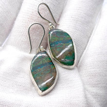 Load image into Gallery viewer, Kyanite Earrings | Mermaid, green blue | 925 Sterling Silver | gentle healing and inner connection | EMF Protection | Spiritual Vision | Crystal Heart  Australia 1986