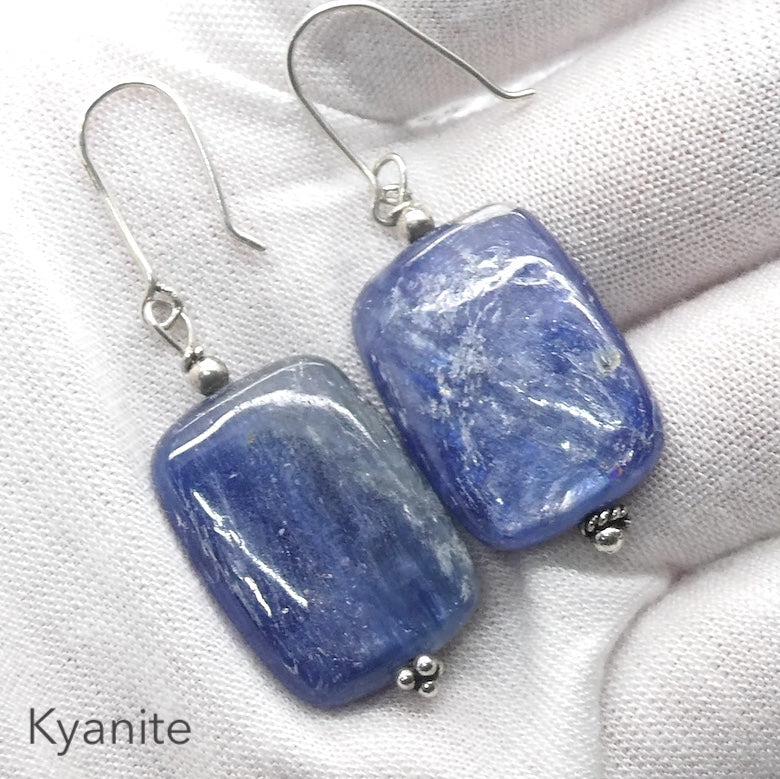 Blue Kyanite Earring  | Large Oblong Cabs| 925 Sterling Silver |  Deflect Negativity, EMF  | Spirit Journey | Manifest Vision | Crystal Heart Melbourne est 1986