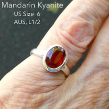 Load image into Gallery viewer, Kyanite Ring | Mandarin Orange Gemstone |  Faceted Oval | 925 Sterling Silver | US Size 6 | AUS Size L1/2 | Stimulating Mental and Physical Energy | Deflect negative energy | Crystal Heart Melbourne est 1986