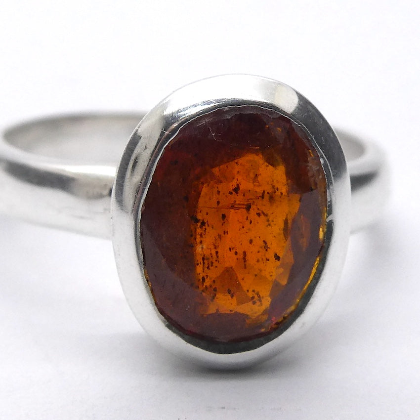 Kyanite Ring | Mandarin Orange Gemstone |  Faceted Oval | 925 Sterling Silver | US Size 6 | AUS Size L1/2 | Stimulating Mental and Physical Energy | Deflect negative energy | Crystal Heart Melbourne est 1986