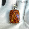 Fire Agate Pendant, Faceted Oblong, 925 Sterling Silver, ka1