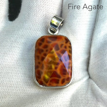 Load image into Gallery viewer, Fire Agate Pendant, Faceted Oblong, 925 Sterling Silver, ka1