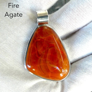 Fire Agate Pendant | Freeform Cabochon | Bezel Set | 925 Sterling Silver | Creativity | return Negative energy to source | Crystal Heart Melbourne est 1986