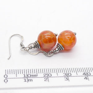 Fire Agate Earrings | 10 mm beads | 925 Sterling Silver | Creativity | return Negative energy to source | Crystal Heart Melbourne est 1986