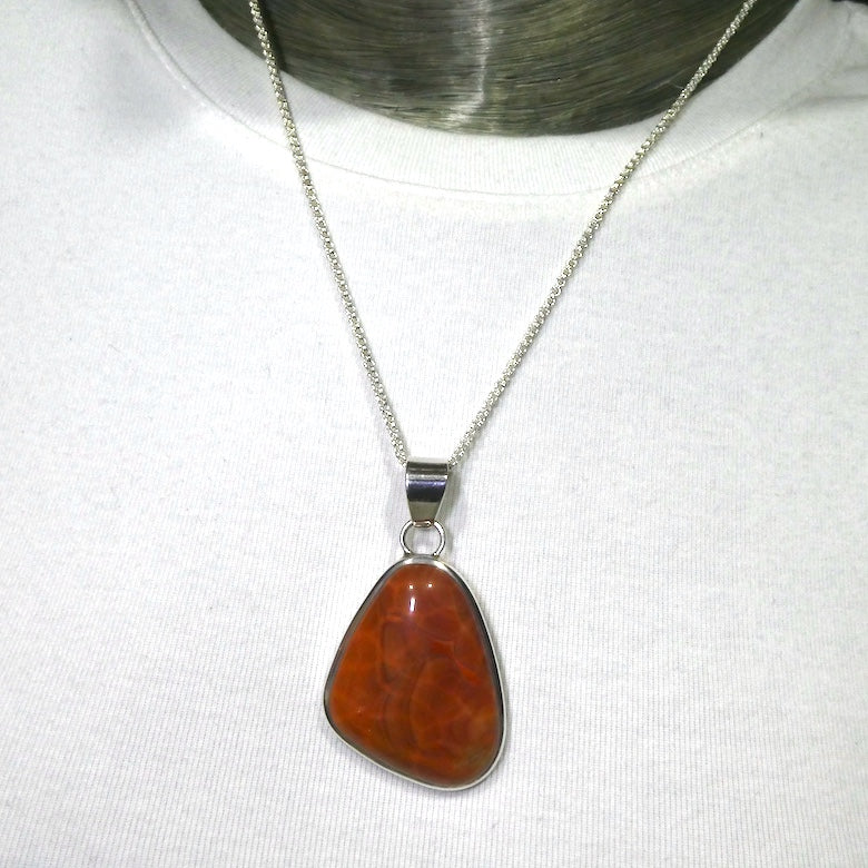 Fire Agate Pendant | Freeform Cabochon | Bezel Set | 925 Sterling Silver | Creativity | return Negative energy to source | Crystal Heart Melbourne est 1986