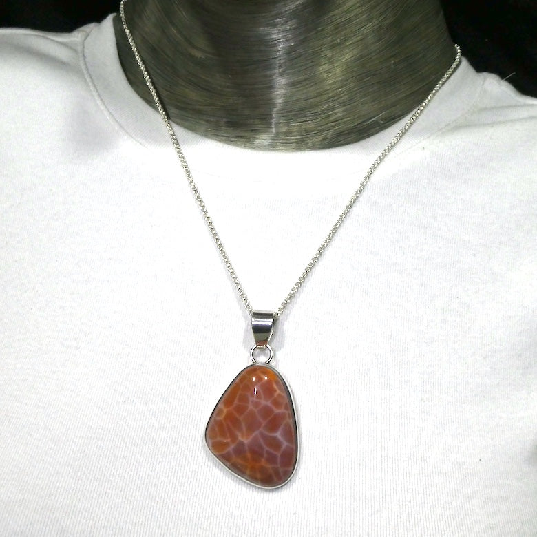 Fire Agate Pendant | Freeform Cabochon | Bezel Set | 925 Sterling Silver | Creativity | return Negative energy to source | Crystal Heart Melbourne est 1986