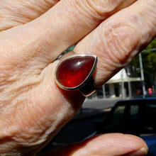 Load image into Gallery viewer, Hessonite Garnet Ring | Teardrop Cab | 925 Silver | US Size 9 | AUS Size R1/2 | Stimulating Centering Creative | Prosperity | Crystal Heart Melbourne est 1986