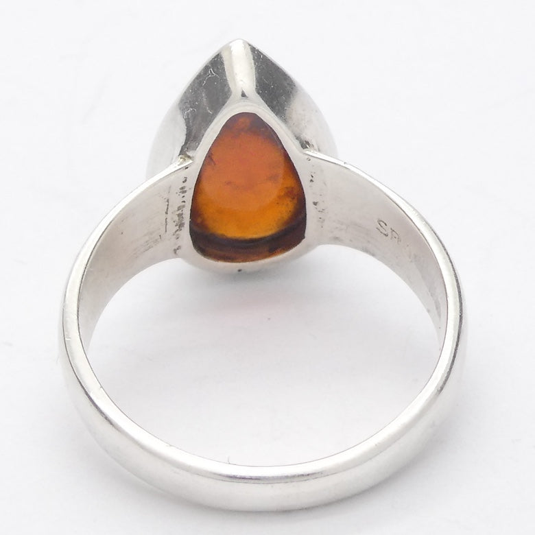 Hessonite Garnet Ring | Teardrop Cab | 925 Silver | US Size 7 | AUS Size N1/2 | Stimulating Centering Creative | Prosperity | Crystal Heart Melbourne est 1986