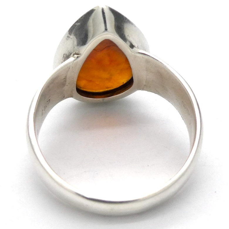 Hessonite Garnet Ring | Teardrop Cab | 925 Silver | US Size 9 | AUS Size R1/2 | Stimulating Centering Creative | Prosperity | Crystal Heart Melbourne est 1986