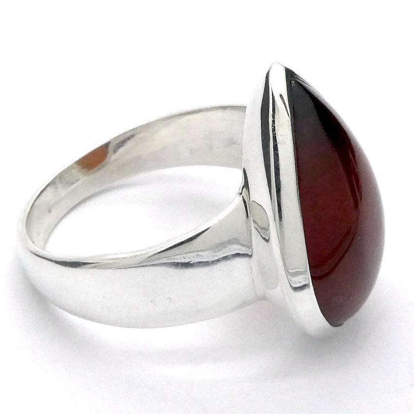 Hessonite Garnet Ring | Teardrop Cab | 925 Silver | US Size 8 | AUS Size P1/2 | Stimulating Centering Creative | Prosperity | Crystal Heart Melbourne est 1986