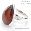 Hessonite Garnet Ring | Teardrop Cab | 925 Silver | US Size 8 | AUS Size P1/2 | Stimulating Centering Creative | Prosperity | Crystal Heart Melbourne est 1986
