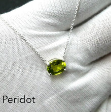 Load image into Gallery viewer, Peridot Necklace | Faceted Oval | 925 Sterling Silver | Dainty Setting | Genuine Gemstones from Crystal Heart Melbourne Est 1986