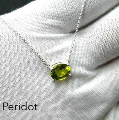 Peridot Necklace | Faceted Oval | 925 Sterling Silver | Dainty Setting | Genuine Gemstones from Crystal Heart Melbourne Est 1986