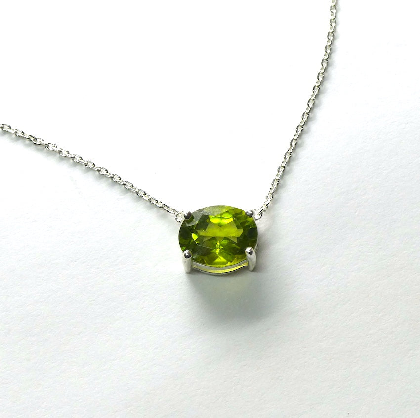 Peridot Necklace | Faceted Oval | 925 Sterling Silver | Dainty Setting | Genuine Gemstones from Crystal Heart Melbourne Est 1986