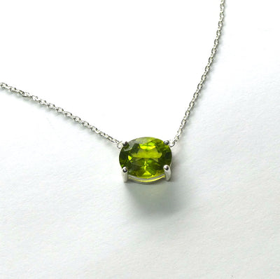 Peridot Necklace | Faceted Oval | 925 Sterling Silver | Dainty Setting | Genuine Gemstones from Crystal Heart Melbourne Est 1986
