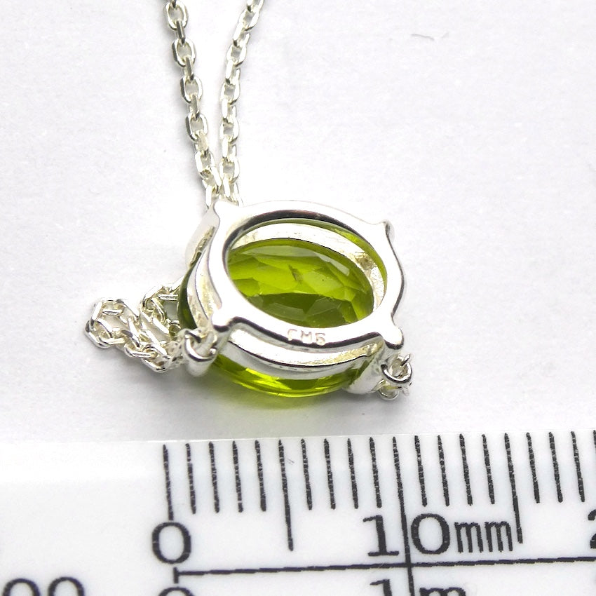 Peridot Necklace | Faceted Oval | 925 Sterling Silver | Dainty Setting | Genuine Gemstones from Crystal Heart Melbourne Est 1986