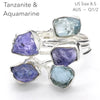 Tanzanite & Aquamarine Ring | 5 Raw Nuggets,  | 925 Sterling Silver |  Blue-Purple | Spiritual Evolution | US Size 8.5 | AUS Size Q1/2 | Crystal Heart Melbourne est 1986