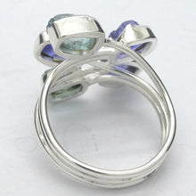 Load image into Gallery viewer, Tanzanite &amp; Aquamarine Ring | 5 Raw Nuggets,  | 925 Sterling Silver |  Blue-Purple | Spiritual Evolution | US Size 8.5 | AUS Size Q1/2 | Crystal Heart Melbourne est 1986
