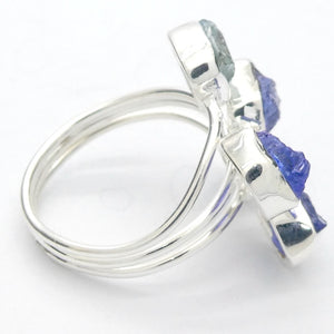 Tanzanite & Aquamarine Ring | 5 Raw Nuggets,  | 925 Sterling Silver |  Blue-Purple | Spiritual Evolution | US Size 8.5 | AUS Size Q1/2 | Crystal Heart Melbourne est 1986