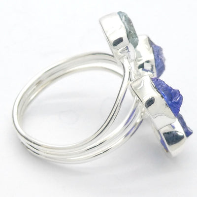 Tanzanite & Aquamarine Ring | 5 Raw Nuggets,  | 925 Sterling Silver |  Blue-Purple | Spiritual Evolution | US Size 8.5 | AUS Size Q1/2 | Crystal Heart Melbourne est 1986