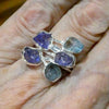 Tanzanite & Aquamarine Ring | 5 Raw Nuggets,  | 925 Sterling Silver |  Blue-Purple | Spiritual Evolution | US Size 8.5 | AUS Size Q1/2 | Crystal Heart Melbourne est 1986