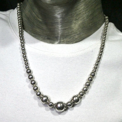 Silver Necklace | graded hollow spheres | 925 Sterling Silver | Designer | Crystal Heart Melbourne Est 1986
