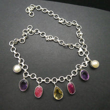 Load image into Gallery viewer, Silver Necklace | Seven gemstones | Amethyst | Pearl | Ruby | Citrine | 925 Sterling Silver | Designer | Crystal Heart Melbourne Est 1986