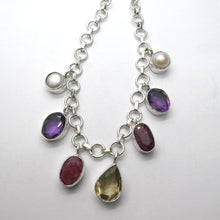 Load image into Gallery viewer, Silver Necklace | Seven gemstones | Amethyst | Pearl | Ruby | Citrine | 925 Sterling Silver | Designer | Crystal Heart Melbourne Est 1986