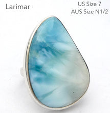 Load image into Gallery viewer, Larimar Ring | 925 Sterling Silver | Freeform | US Size 7 | AUS  N1/2  | Dominican Republic Caribbean | Oceanic Sky Pectolite | Crystal Heart Melbourne est 1986
