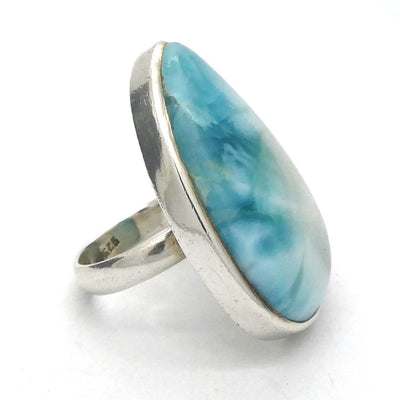 Larimar Ring | 925 Sterling Silver | Freeform | US Size 7 | AUS  N1/2  | Dominican Republic Caribbean | Oceanic Sky Pectolite | Crystal Heart Melbourne est 1986