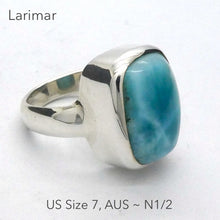Load image into Gallery viewer, Larimar Ring | 925 Sterling Silver | Cabochon | US Size 7| AUS  N1/2 | Dominican Republic Caribbean | Sky blue Pectolite variety | Crystal Heart Australia est 1986
