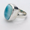Larimar Ring | 925 Sterling Silver | Cabochon | US Size 7| AUS  N1/2 | Dominican Republic Caribbean | Sky blue Pectolite variety | Crystal Heart Australia est 1986