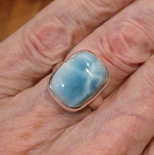 Load image into Gallery viewer, Larimar Ring | 925 Sterling Silver | Cabochon | US Size 7| AUS  N1/2 | Dominican Republic Caribbean | Sky blue Pectolite variety | Crystal Heart Australia est 1986