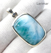 Load image into Gallery viewer, Larimar Pendant | 925 Sterling Silver | Oblong Cab | Bezel Set | Dominican Republic Caribbean | Oceanic Sky blue Pectolite | Crystal Heart Melbourne est 1986