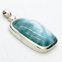 Load image into Gallery viewer, Larimar Pendant | 925 Sterling Silver | Oblong Cab | Bezel Set | Dominican Republic Caribbean | Oceanic Sky blue Pectolite | Crystal Heart Melbourne est 1986