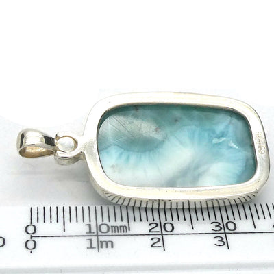 Larimar Pendant | 925 Sterling Silver | Oblong Cab | Bezel Set | Dominican Republic Caribbean | Oceanic Sky blue Pectolite | Crystal Heart Melbourne est 1986